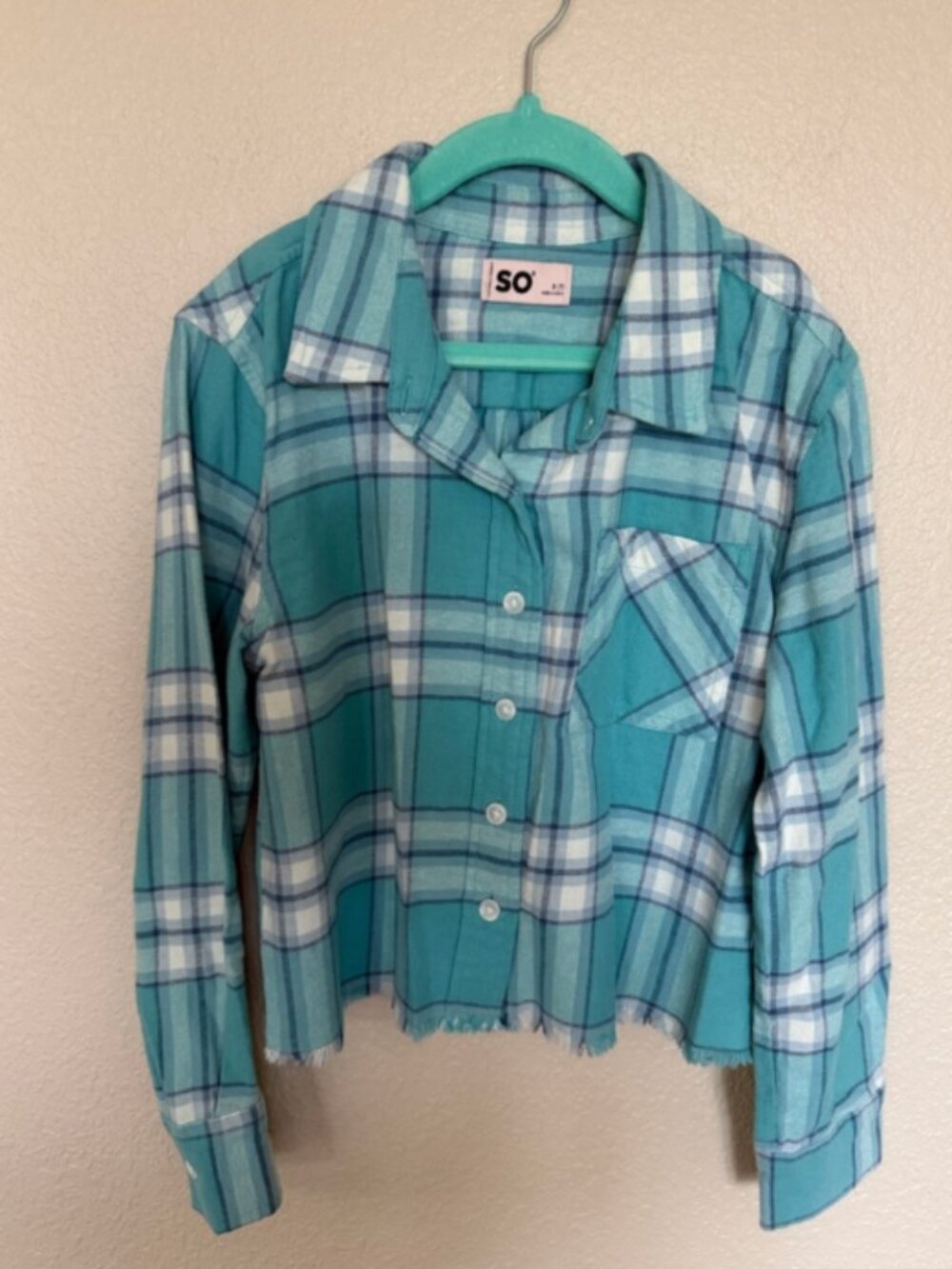 SO Kids Teal Plaid Button-Front Shirt